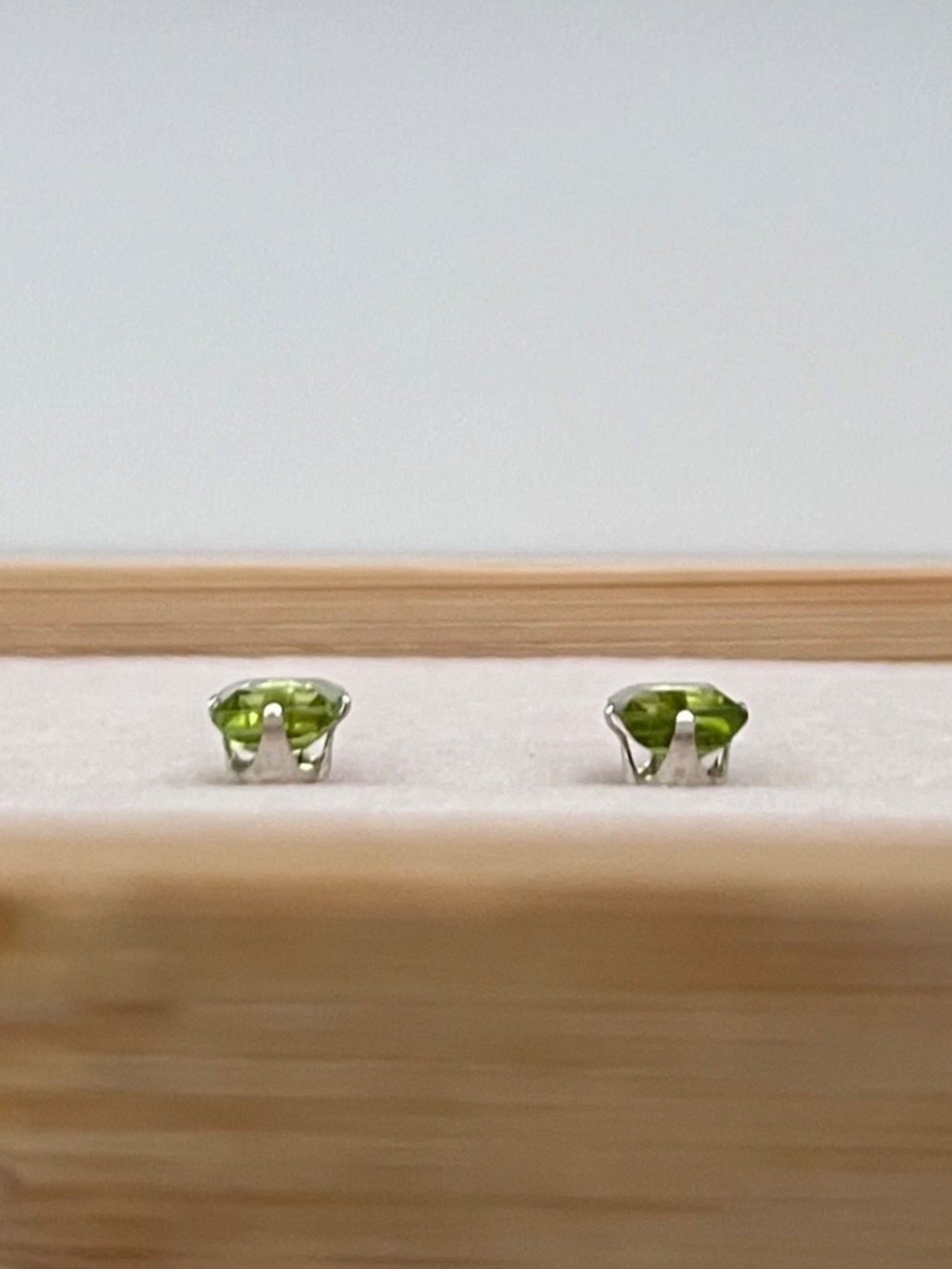 E061 | Genuine Peridot Princess Cut Studs - Picture 3 of 6